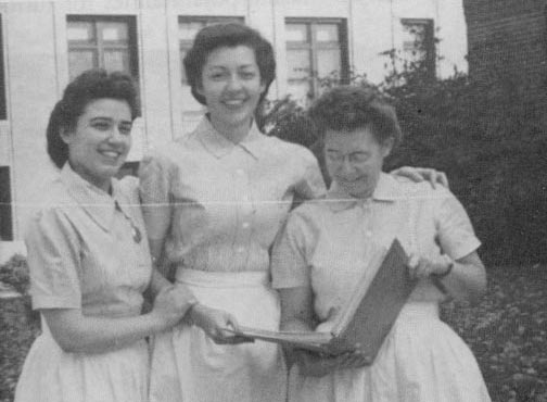 Photo of three 1944 probationary nurses