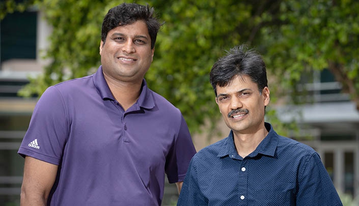 Image with caption: Rolen Quadros, UNMC research technologist, and Channabasavaiah Gurumurthy, PhD